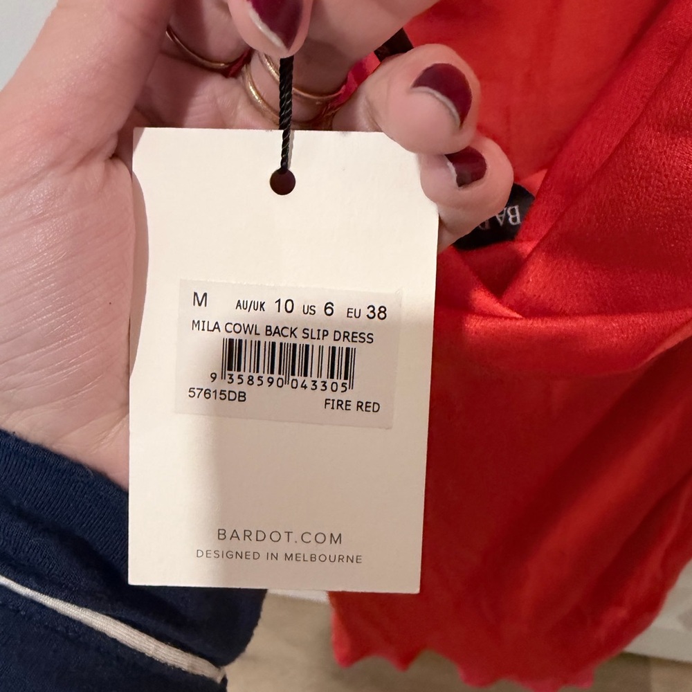 NWT Bardot Mila Cowl Slip Dress in Fire Red - Picture 3 of 8